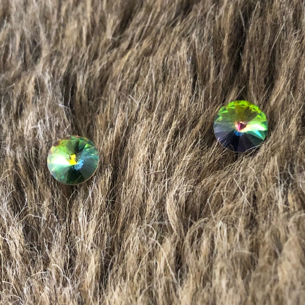Talbots faceted rainbow prism rivoli clip earrings